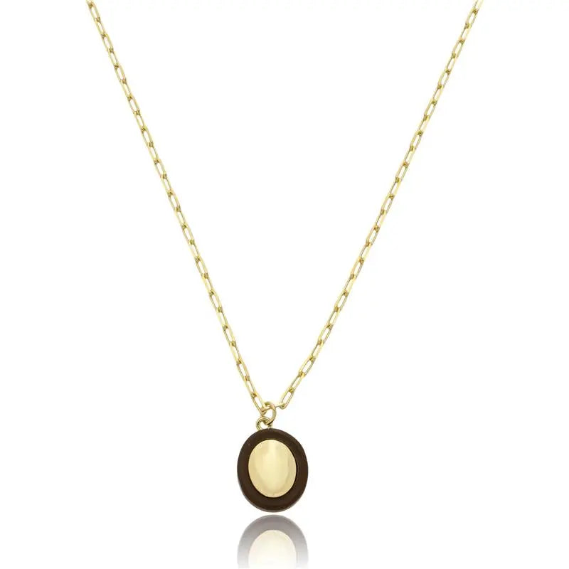 NECKLACE OVAL PENDANT BROWN RESIN