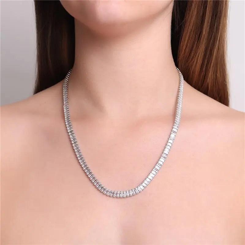 NECKLACE RIVIERA BAGUETTE CRYSTALS WITH EXTENSOR