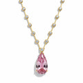NECKLACE MODERN RIVIERA TEAR DROP LIGHT PINK CRYSTAL