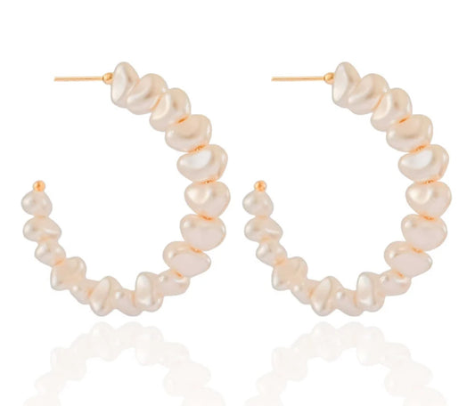 EARRING HOOPS BAROQUE PEARLS