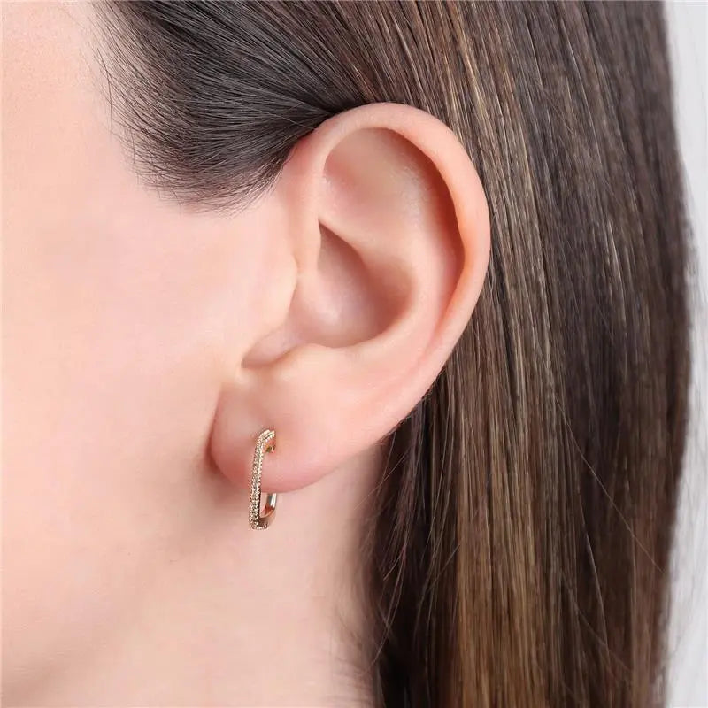 EARRING HOOPS OPEN SQUARE CRYSTALS