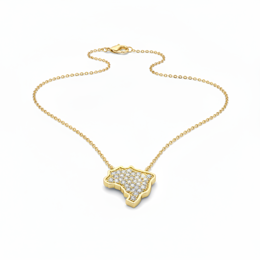 NECKLACE BRAZIL MAP PAVE CUBIC ZIRCONIA