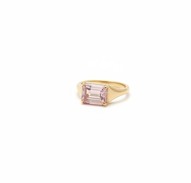 RING RECTANGLE PINK CRYSTAL