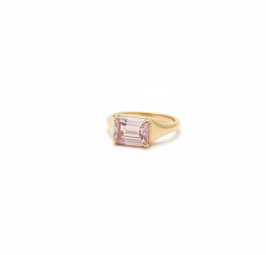 RING RECTANGLE PINK CRYSTAL