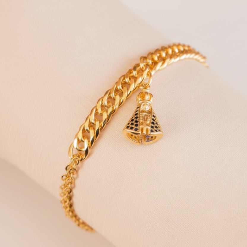 BRACELET OUR LADY APARECIDA BLUE CRYSTALS
