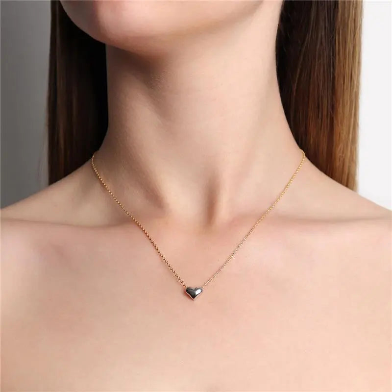 NECKLACE SILVER HEART DUO PLATED