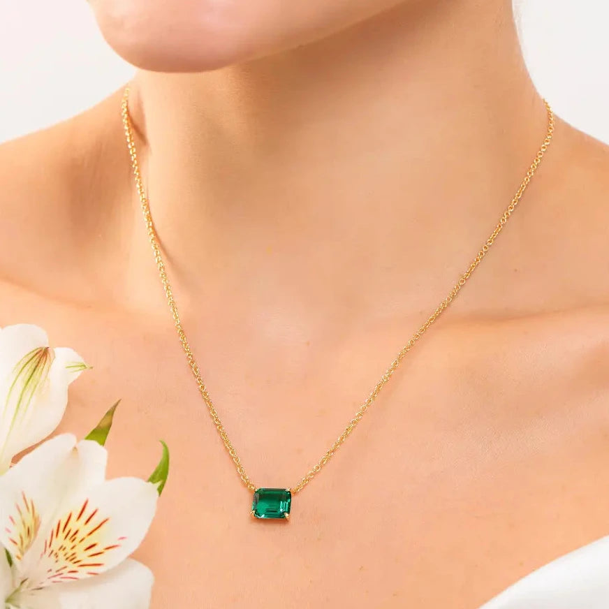 NECKLACE RECTANGLE CUBIC ZIRCONIA PENDANT