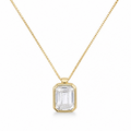 NECKLACE CLASSIC RECTANGLE CUBIC ZIRCONIA PENDANT