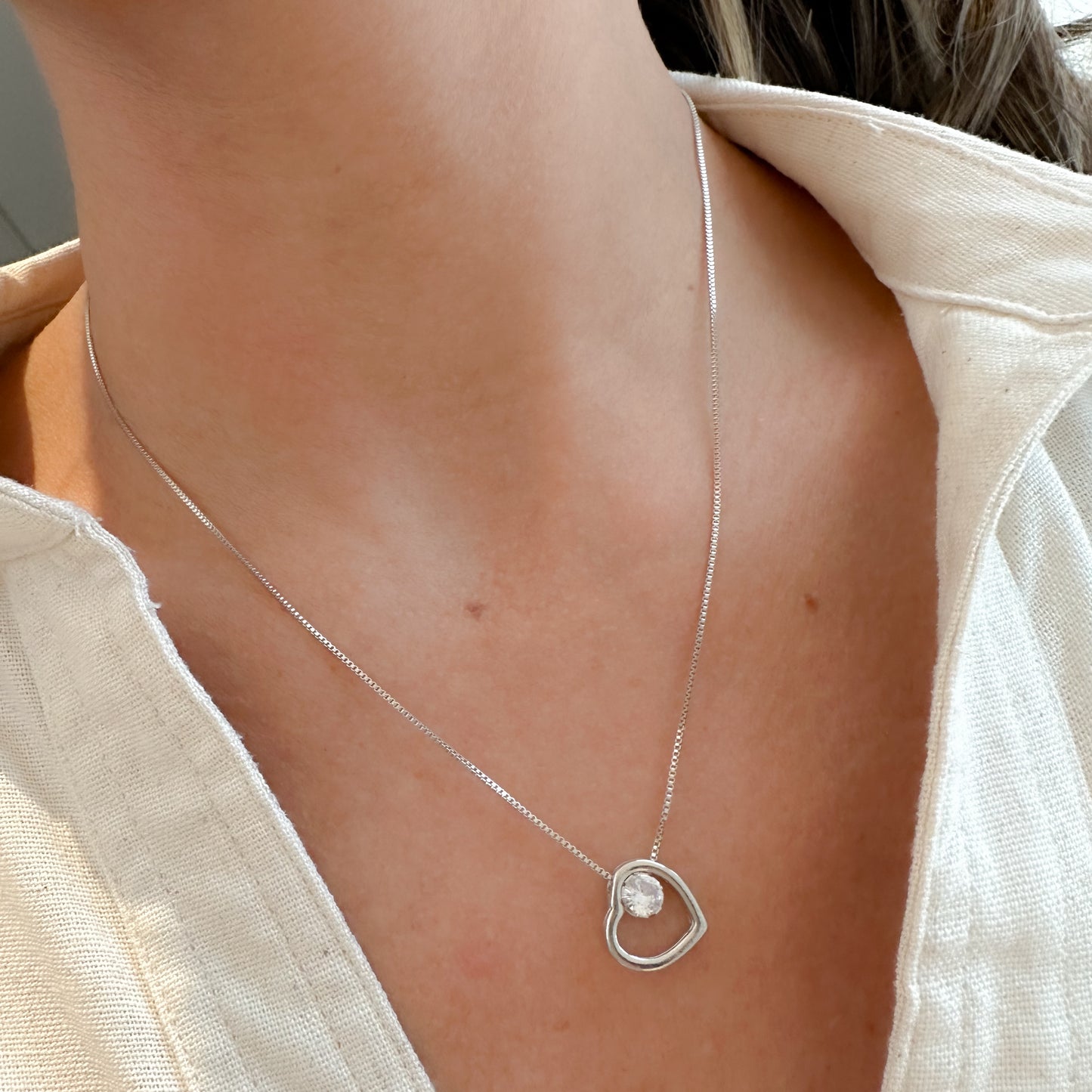 NECKLACE HEART WITH CUBIC ZIRCONIA