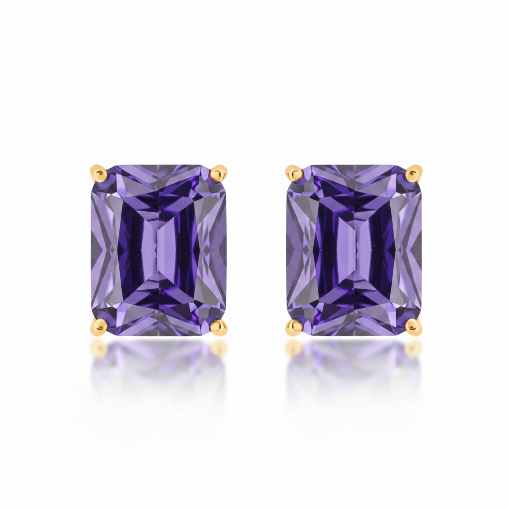 EARRING STUDS DELUXE RECTANGLE CRYSTAL