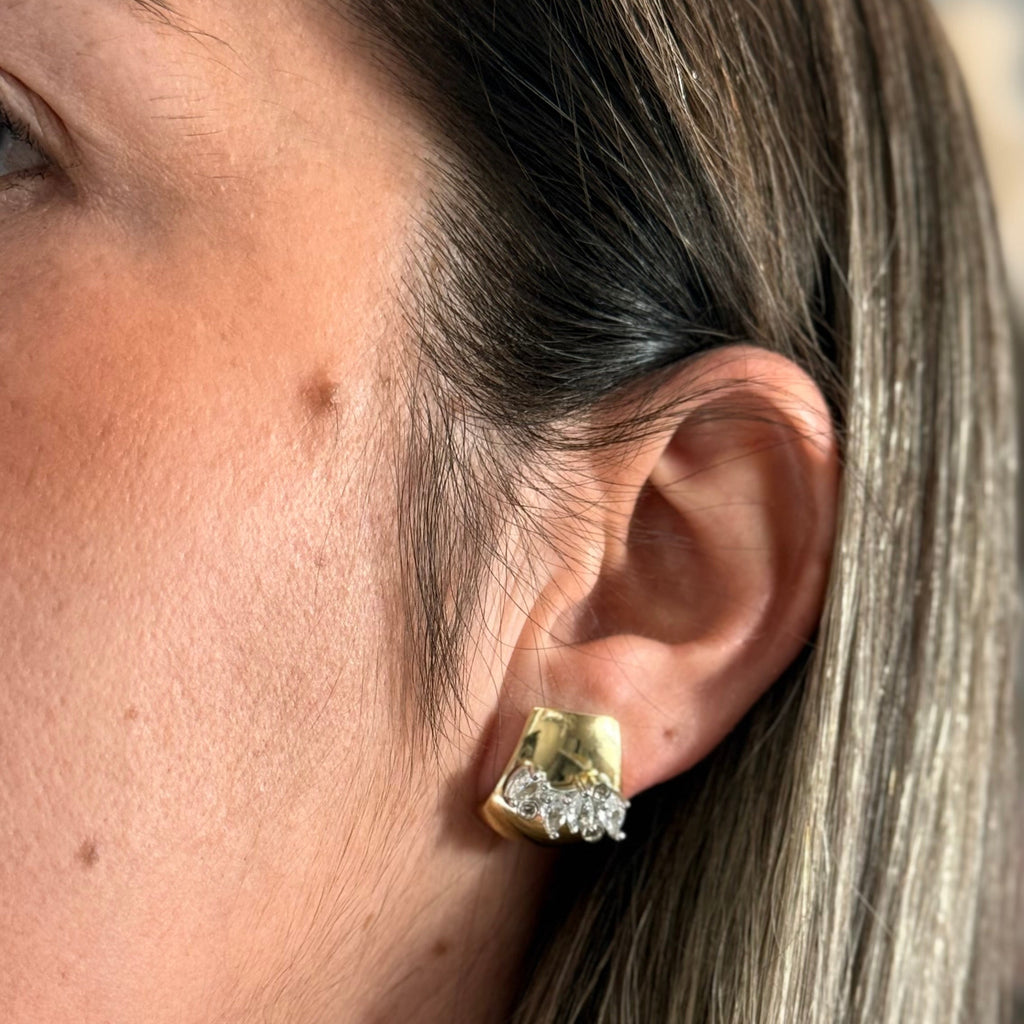 EARRINGS DUO PLATED WITH CUBIC ZIRCONIA ATTACHMENT