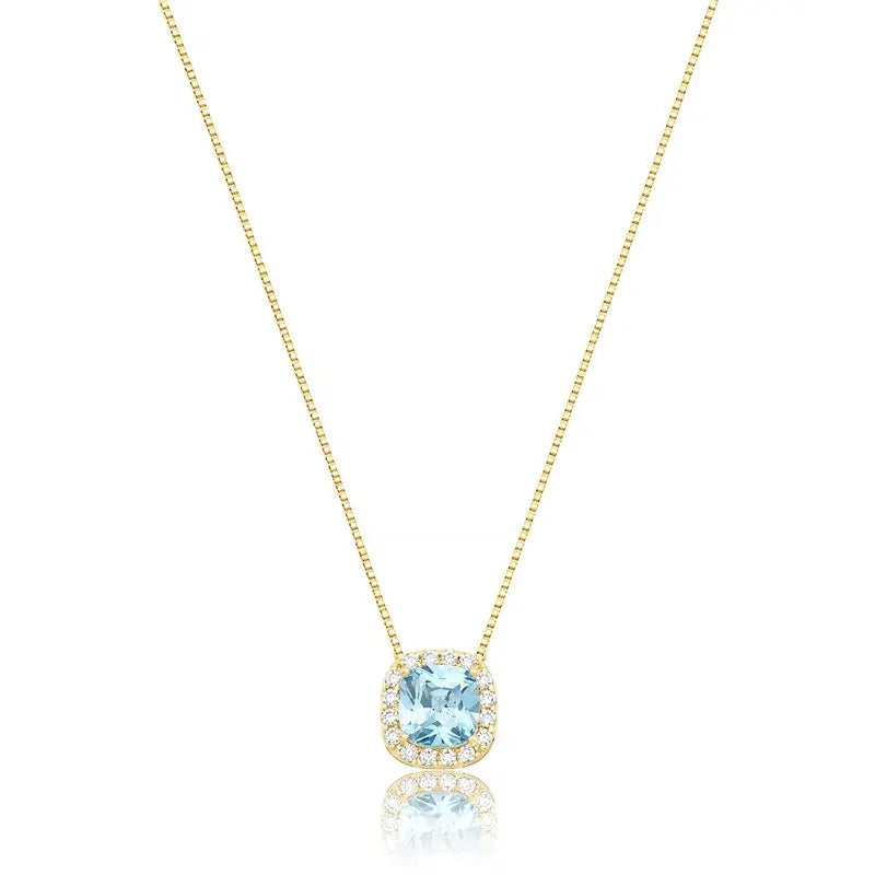 NECKLACE HALO CUSHION CUBIC ZIRCONIA