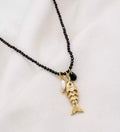 NECKLACE BLACK CRYSTALS SARDINE FISH