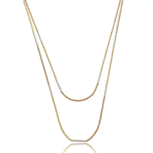 NECKLACE DUO PLATED 120CM LONG