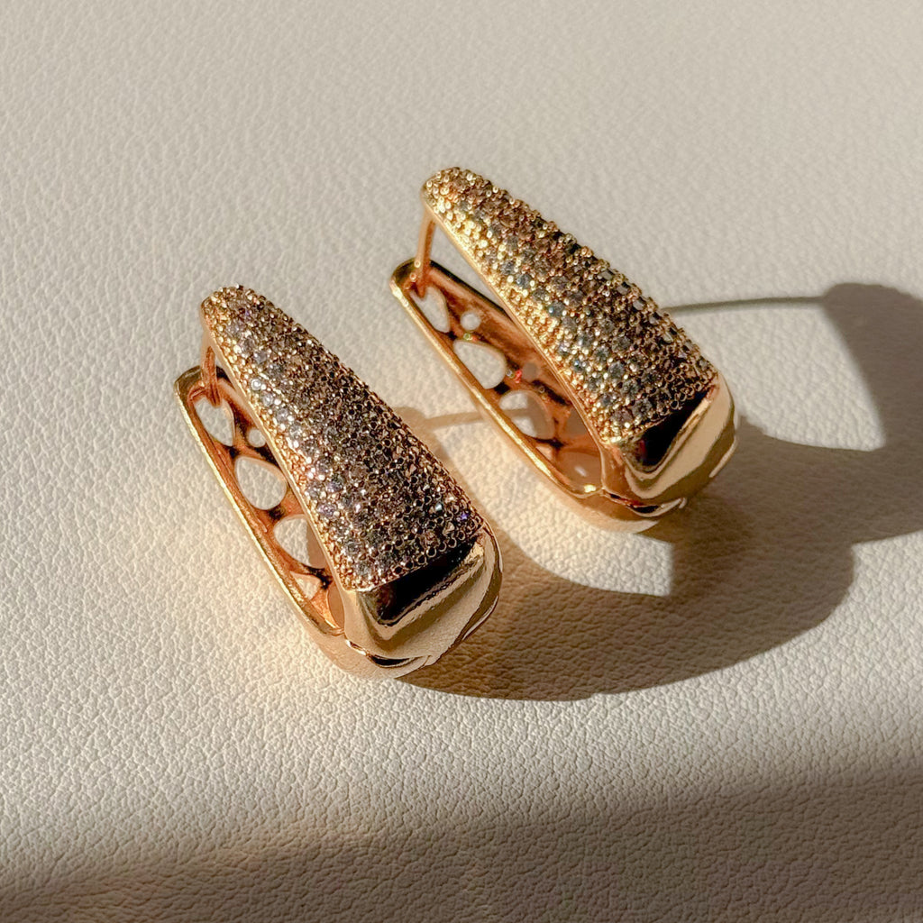 EARRING HOOPS TEAR DROP STUDDED CUBIC ZIRCONIAS