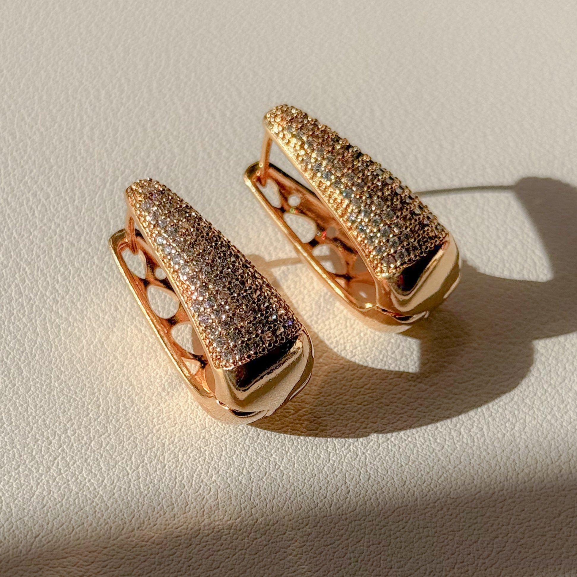 EARRING HOOPS TEAR DROP STUDDED CUBIC ZIRCONIAS