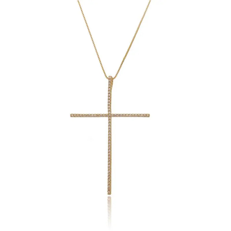 NECKLACE SLIM CROSS CRYSTALS