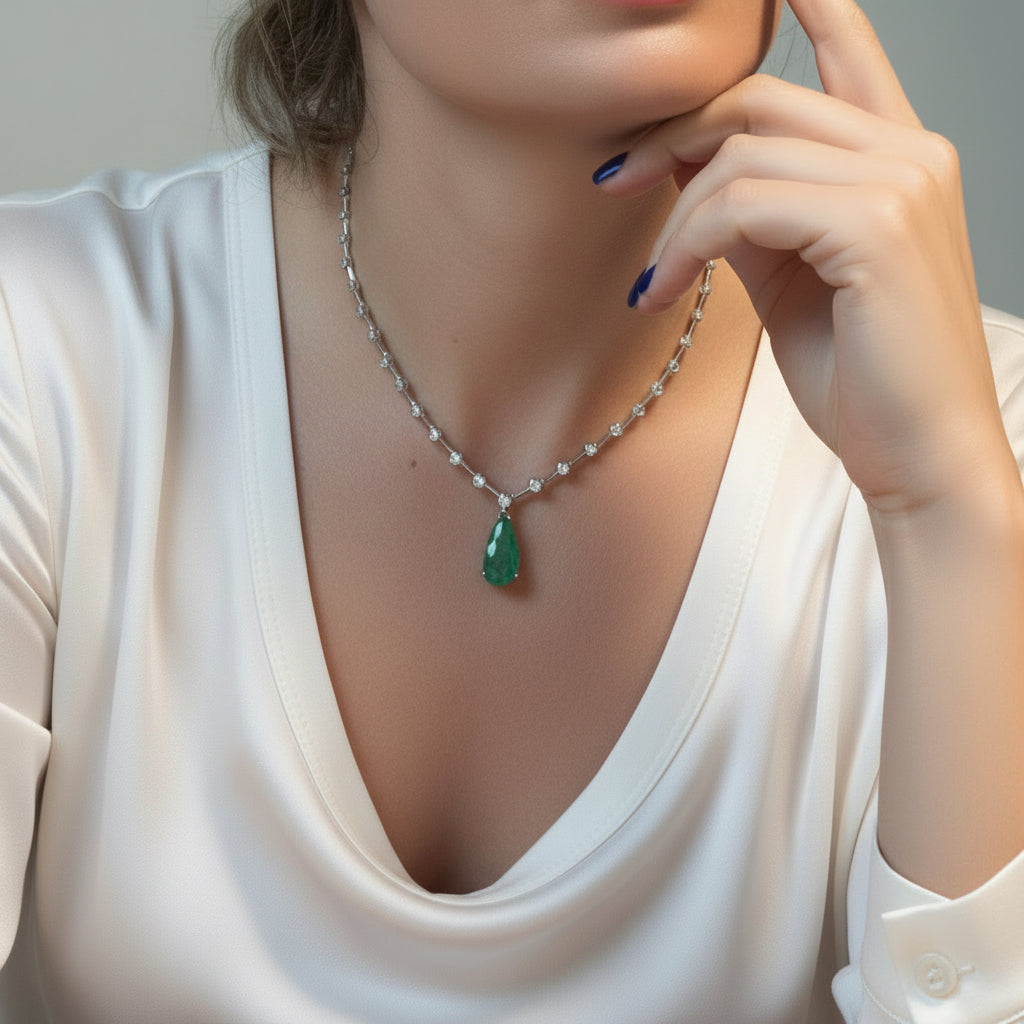 NECKLACE MODERN RIVIERA WITH TEAR DROP FUSION CRYSTAL