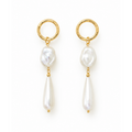 EARRINGS FRONTAL RING LONG TEAR DROP PEARL