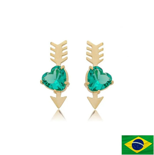 EARRING ARROWS HEART TURMALINE