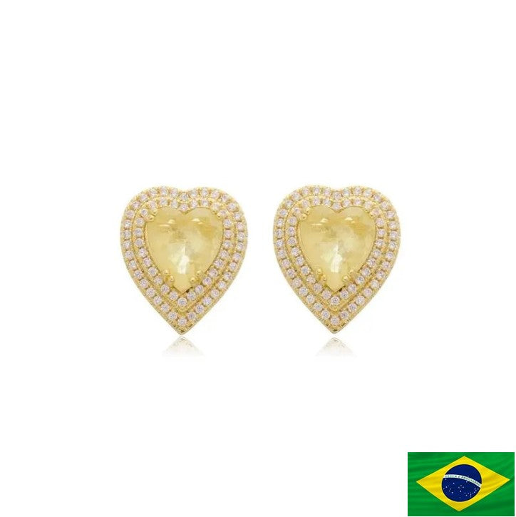 EARRINGS HEART FUSION WITH MICRO CUBIC ZIRCON