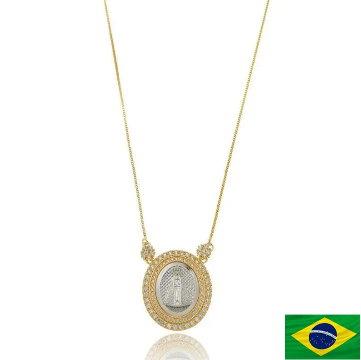 COLAR MEDALHA NOSSA SENHORA APARECIDA OURO/PRATA