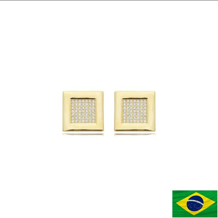 EARRINGS SQUARE PAVET CUBIC ZIRCONIA