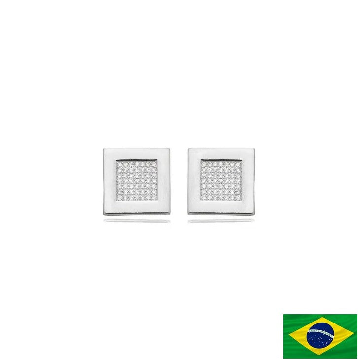 EARRINGS SQUARE PAVET CUBIC ZIRCONIA