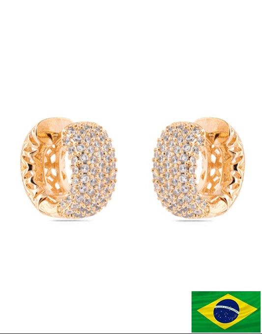 EARRING HOOPS BULKY STUDDED CUBIC ZIRCONIAS