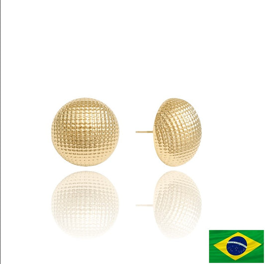 EARRINGS HALF SPHERE TEXTURED