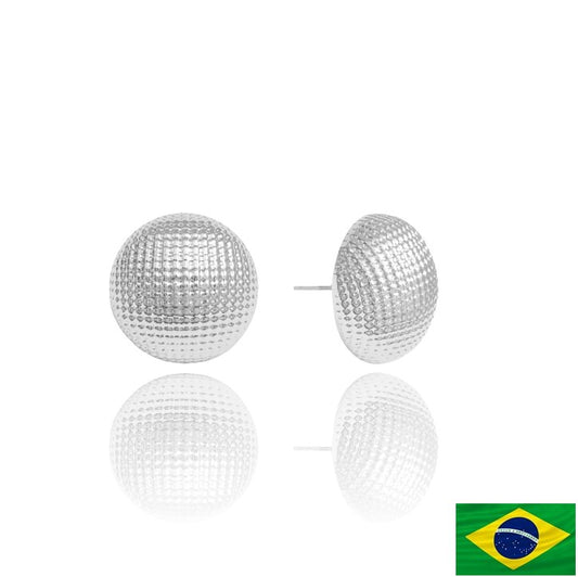 EARRINGS HALF SPHERE TEXTURED