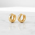 EARRING HOOPS SMALL BULKY WITH CUBIC ZIRCONIA