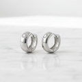 EARRING HOOPS SMALL BULKY WITH CUBIC ZIRCONIA