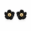 EARRINGS BLACK FLOWER WITH CENTER SPHERE