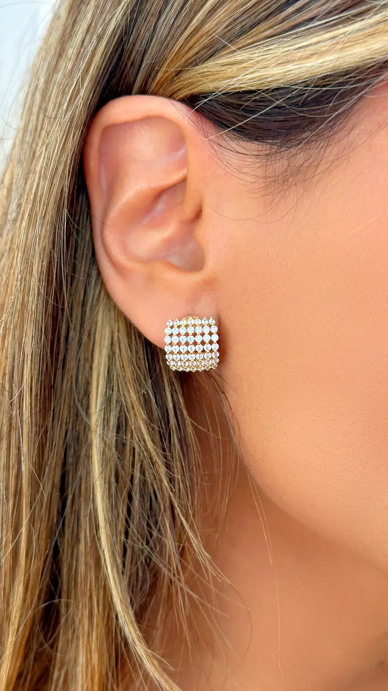 EARRING HOOPS CUBIC ZIRCON LINES