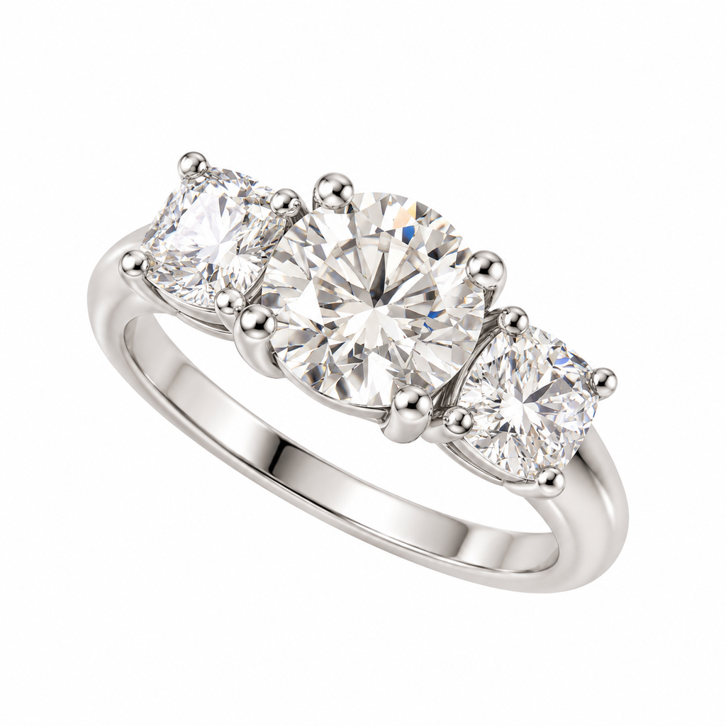 RING LUXURY 3 ROUND CUBIC ZIRCONIA
