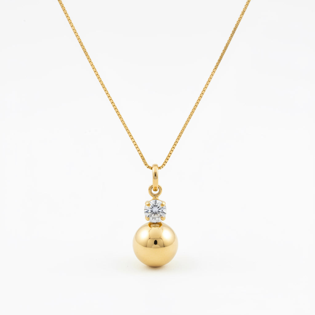 NECKLACE SPHERE AND CUBIC ZIRCONIA PENDANT