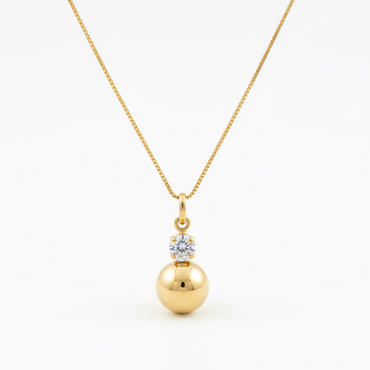 NECKLACE SPHERE AND CUBIC ZIRCONIA PENDANT