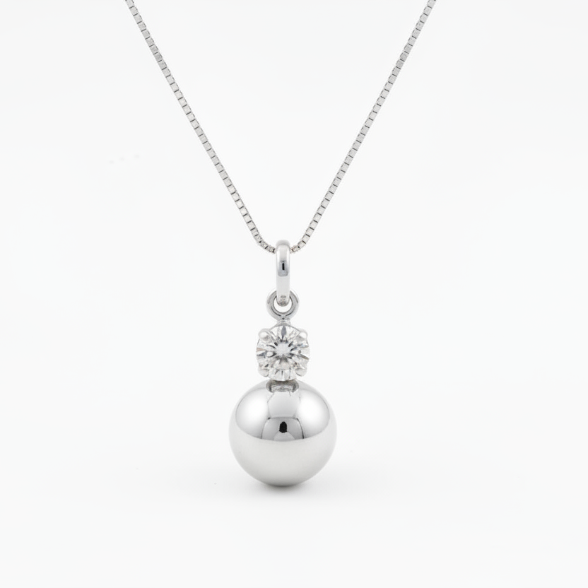NECKLACE SPHERE AND CUBIC ZIRCONIA PENDANT