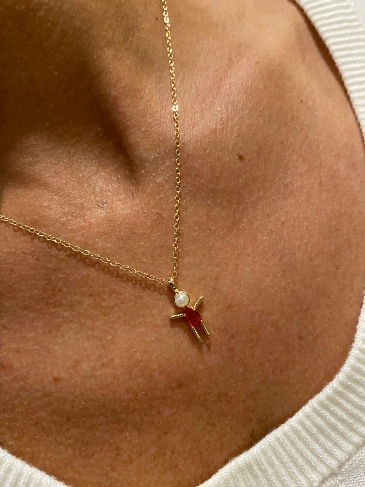 NECKLACE ONLY CHILD FAMILY LOVE PEARL COLOR CRYSTAL