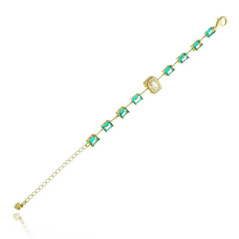 BRACELET TOURMALINE RECTANGLES AND MAIN CUBIC ZIRCONIA