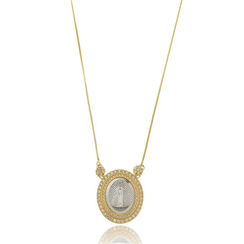 NECKLACE OUR LADY APARECIDA MEDAL GOLD/SILVER