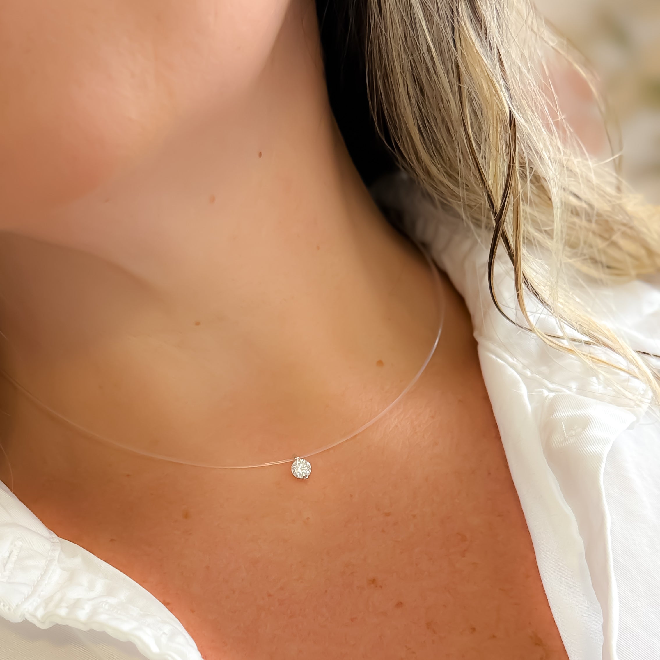 NECKLACE NYLON STRING MOISSANITE 5MM