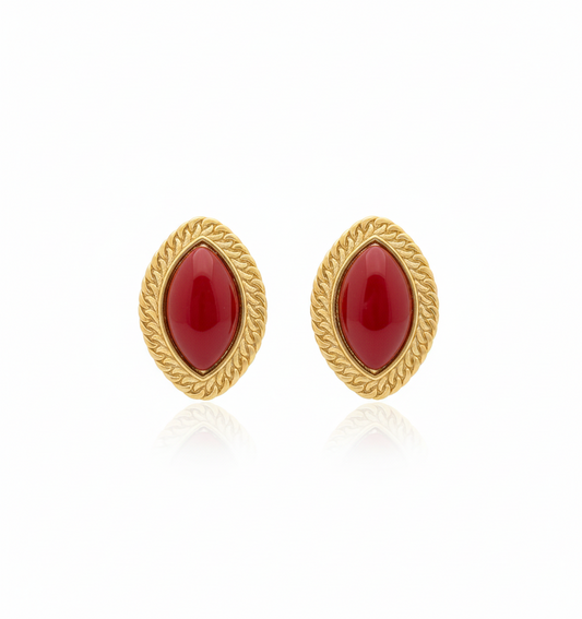 EARRINGS RED RESIN ELEGANCE