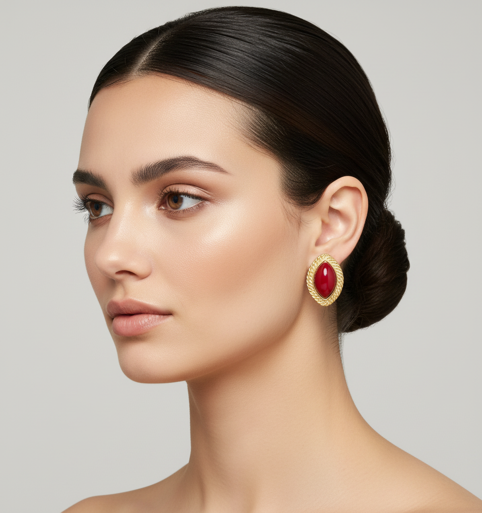 EARRINGS RED RESIN ELEGANCE