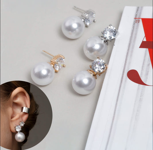 EARRINGS ELEGANT PEARL WITH CUBIC ZIRCONIA