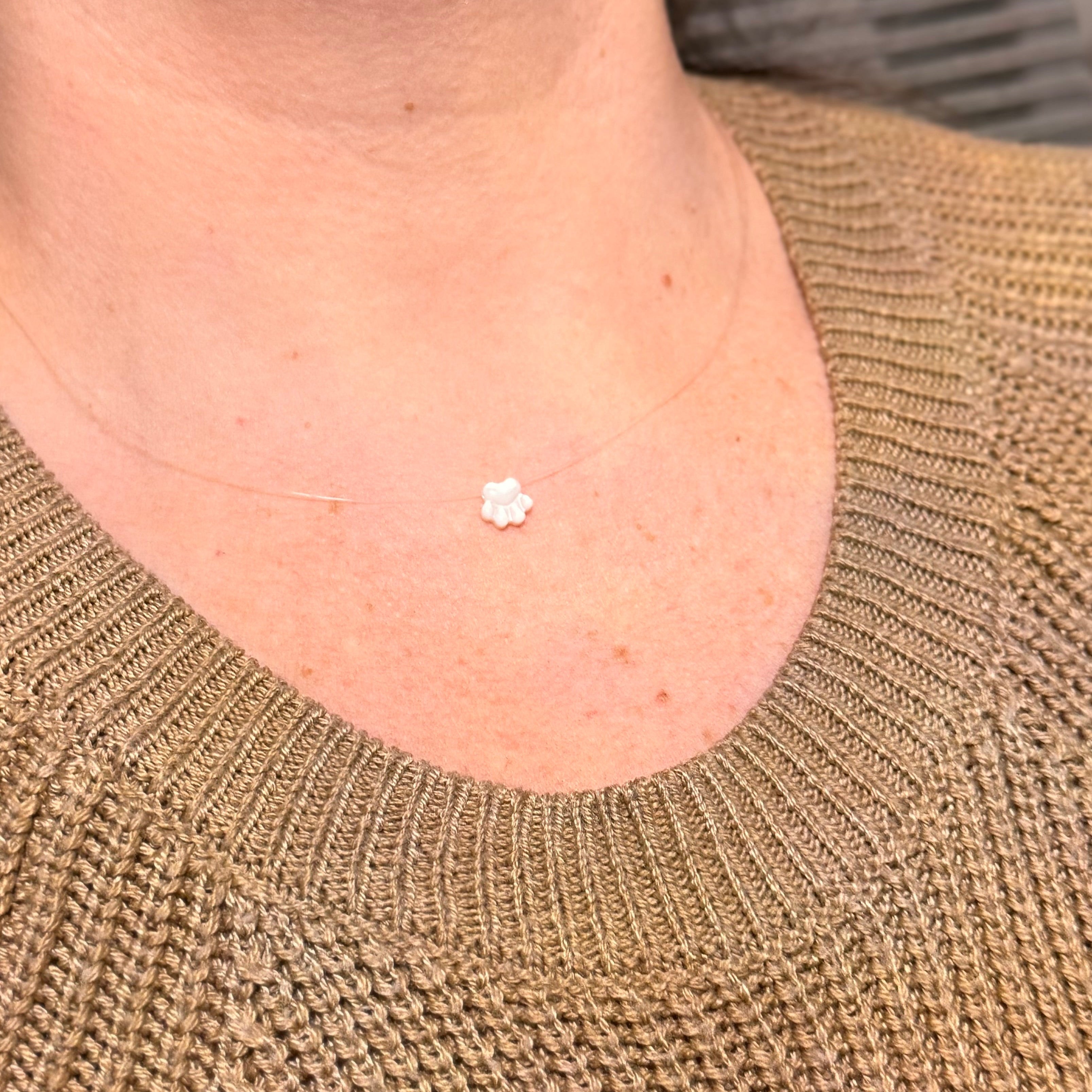NECKLACE PET PAW MOTHER OF PEARL NYLON STRING