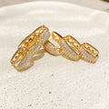 EARRING HOOPS TRIO SQUARE STUDDED CUBIC ZIRCONIA