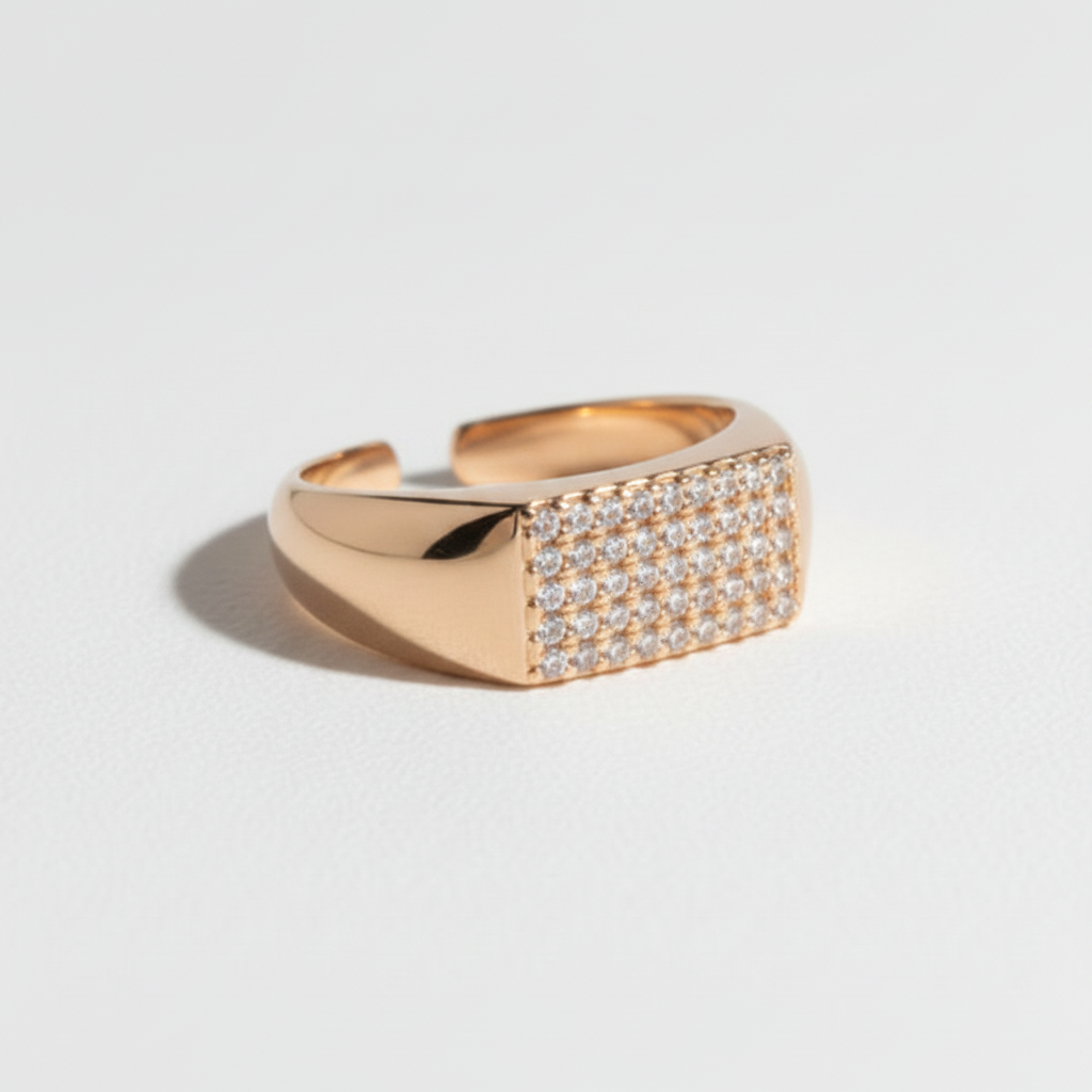 RING STUDDED CUBIB ZIRCON FOR PINKY FINGER ADJUSTABLE