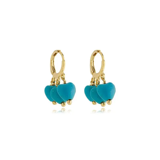 EARRING HOOPS TURQUOISE HEARTS